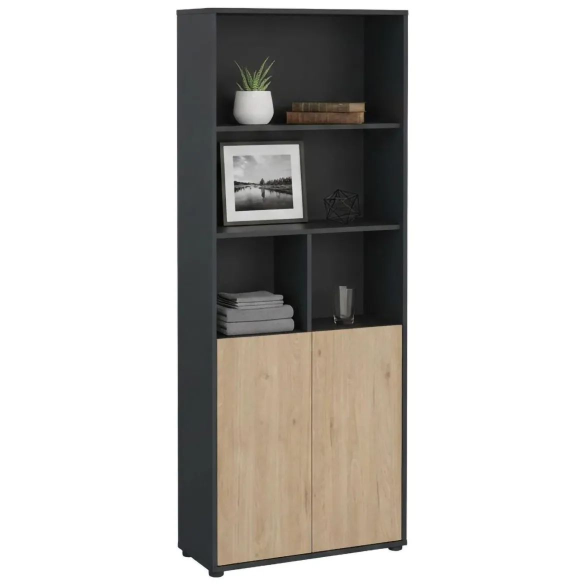 Libreria verticale rovere e grigia 79x204h cm - Arancio