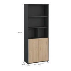 Libreria verticale rovere e grigia 79x204h cm - Arancio