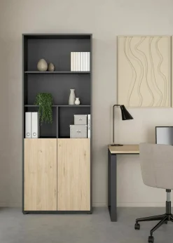 Libreria verticale rovere e grigia 79x204h cm - Arancio