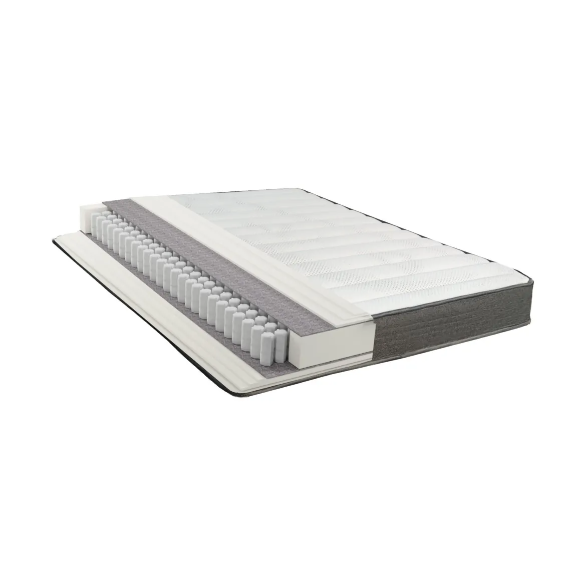 Materasso Matrimoniale Bianco Grigio Grado Rigidità Medio 190x140x22h cm, Misura Rete Compatibile 140x190 cm - Cipirello