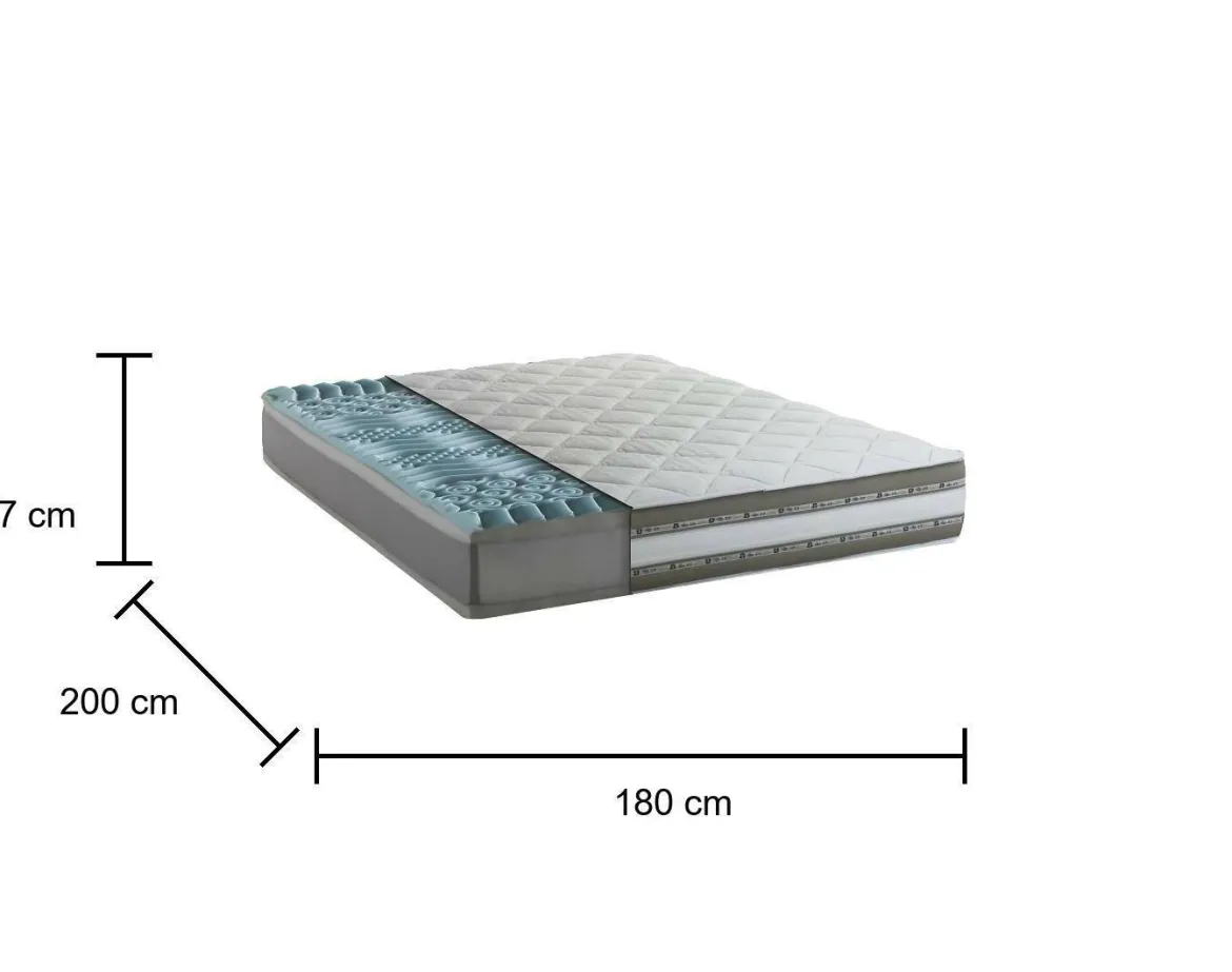 Materasso Matrimoniale 180x200 h27 cm in Memory Foam e Gel Sfoderabile Ortopedico Made in Italy – Amega