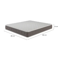 Materasso Singolo Bianco Grado Rigidità 6.5/10 Misura Rete Compatibile 80x190 cm 190x80x21h cm, Singolo Made in Italy - Gaggiano