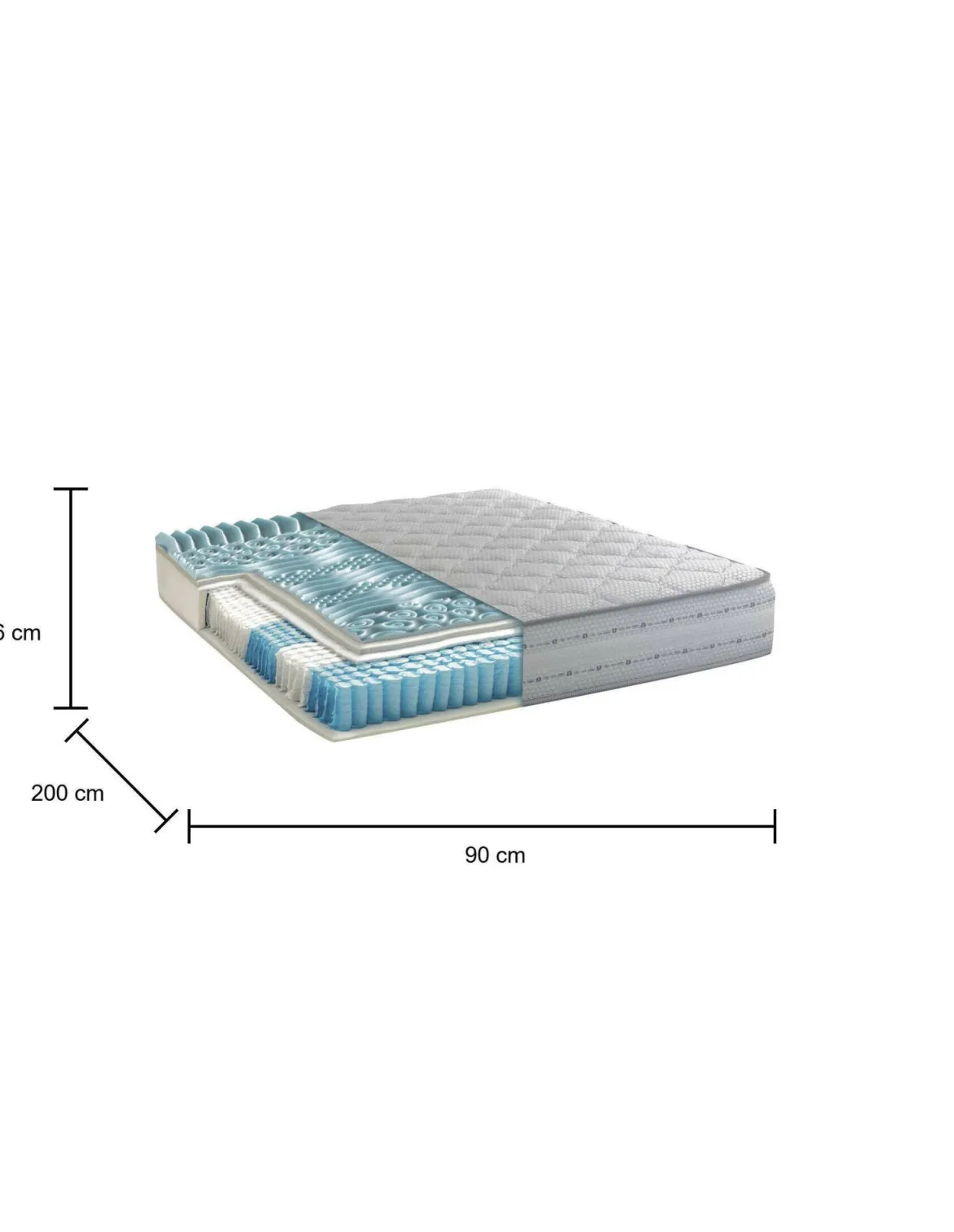 Materasso struttura resiliente singolo 90x200 in Memory Foam sfoderabile - Atilla