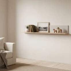 Mensola Beige Marrone Rovere un Ripiano 137.5x19.5x24h cm, Portata Ripiani 5 - Dugenta