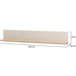 Mensola Beige Marrone Rovere un Ripiano 137.5x19.5x24h cm, Portata Ripiani 5 - Dugenta