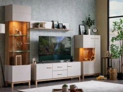 Mensola Beige Marrone Rovere un Ripiano 137.5x19.5x24h cm, Portata Ripiani 5 - Dugenta