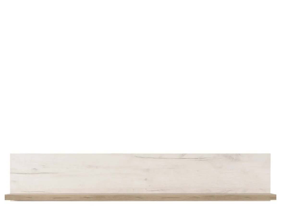 Mensola Bianco Anticato Marrone Rovere un Ripiano 120x19.5x22h cm, Portata Ripiani 5 - Picciano
