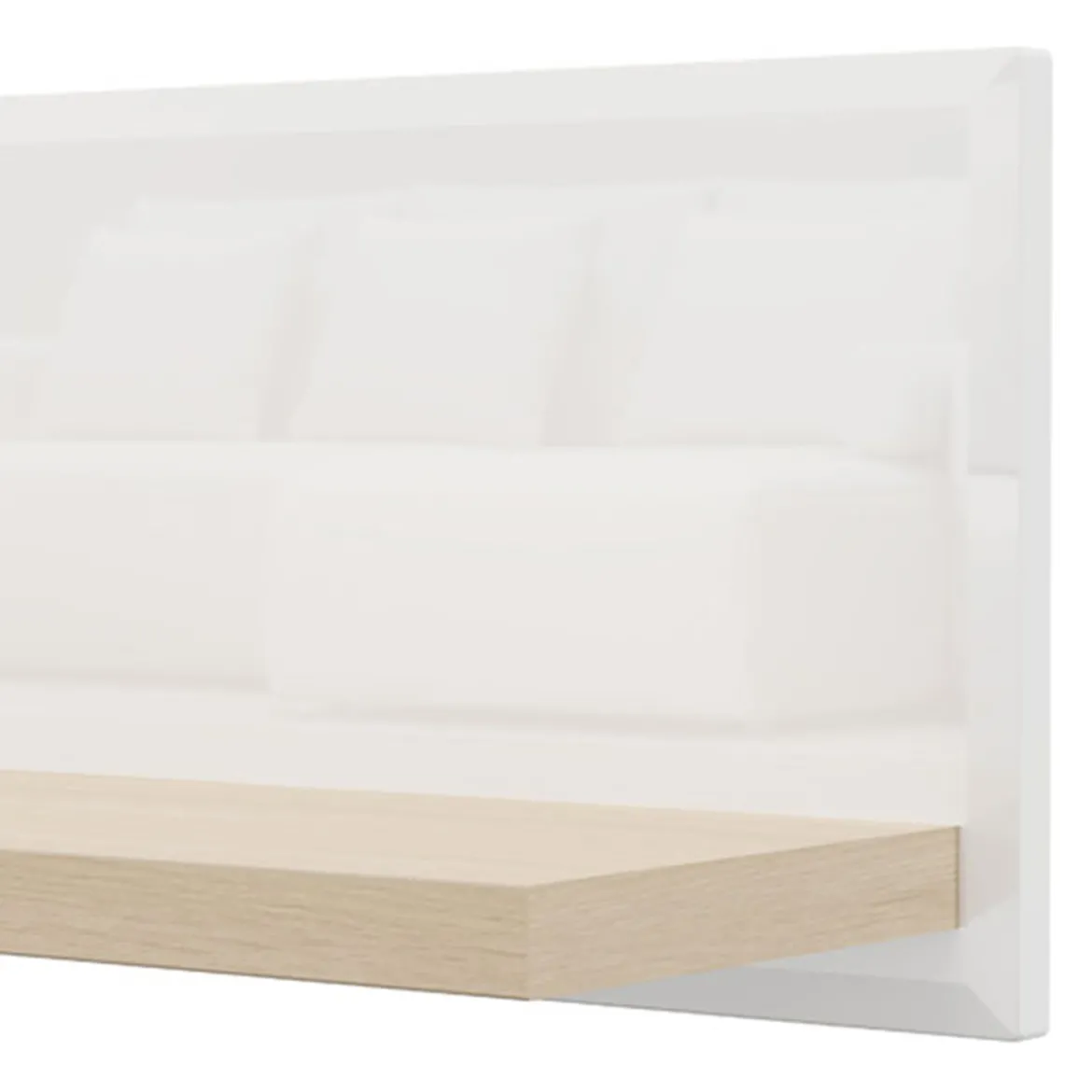 Mensola Bianco Lucido Marrone Rovere un Ripiano Sfumatura Colore Struttura Lucido 128x20x24h cm, Sfumatura Colore Struttura Rovere - Livo