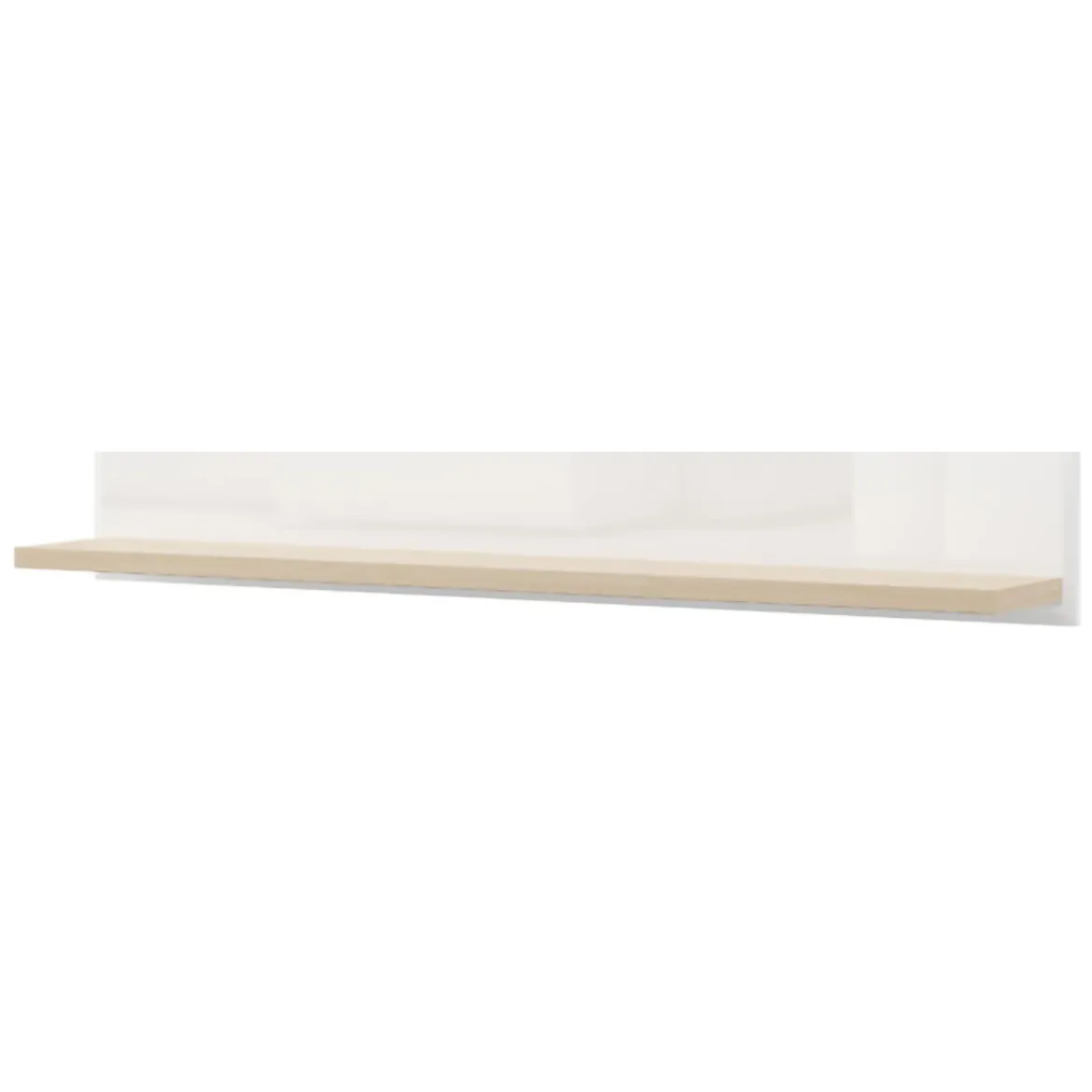 Mensola Bianco Lucido Marrone Rovere un Ripiano Sfumatura Colore Struttura Lucido 128x20x24h cm, Sfumatura Colore Struttura Rovere - Livo