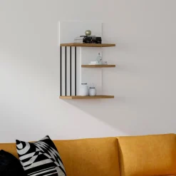 Mensola Bianco Marrone Noce 3 Ripiani Colore Struttura Marrone 40x21x60h cm, Sfumatura Colore Struttura Noce - Pensilis