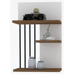 Mensola Bianco Marrone Noce 3 Ripiani Colore Struttura Marrone 40x21x60h cm, Sfumatura Colore Struttura Noce - Pensilis