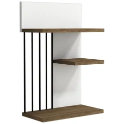 Mensola Bianco Marrone Noce 3 Ripiani Colore Struttura Marrone 40x21x60h cm, Sfumatura Colore Struttura Noce - Pensilis