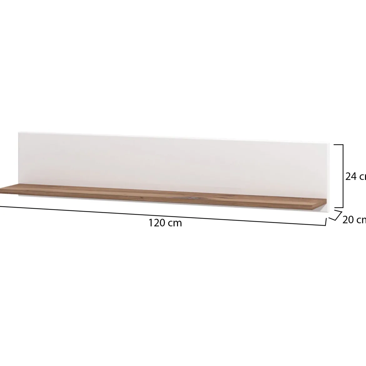 Mensola Bianco Marrone Noce un Ripiano 120x19.5x24h cm, Portata Ripiani 5 - Bellini
