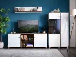 Mensola Bianco Marrone Noce un Ripiano 120x19.5x24h cm, Portata Ripiani 5 - Bellini