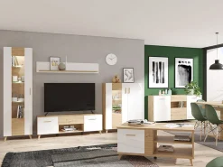 Mensola Bianco Marrone Rovere un Ripiano 150x19.5x25h cm, Portata Ripiani 5 - Saturnia