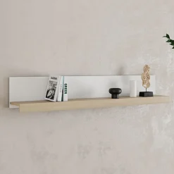 Mensola Bianco Marrone Rovere un Ripiano Sfumatura Colore Struttura Rovere 150x22x24h cm, Colore Struttura Marrone - Ollol