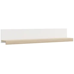 Mensola Bianco Marrone Rovere un Ripiano Sfumatura Colore Struttura Rovere 150x22x24h cm, Colore Struttura Marrone - Ollol