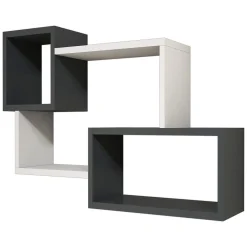 Mensola Bianco Nero Antracite 4 Ripiani Colore Struttura Nero 91x22x51h cm, Sfumatura Colore Struttura Antracite - Etnea
