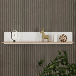 Mensola Bianco Opaco Marrone Rovere un Ripiano Sfumatura Colore Struttura Opaco 138x20x24h cm, Sfumatura Colore Struttura Rovere - Norbio