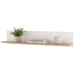 Mensola Bianco Opaco Marrone Rovere un Ripiano Sfumatura Colore Struttura Opaco 138x20x24h cm, Sfumatura Colore Struttura Rovere - Norbio