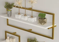 Mensola Bianco oro 3 Ripiani set da 3 80x20x30h cm, Colore Struttura oro - Gerano
