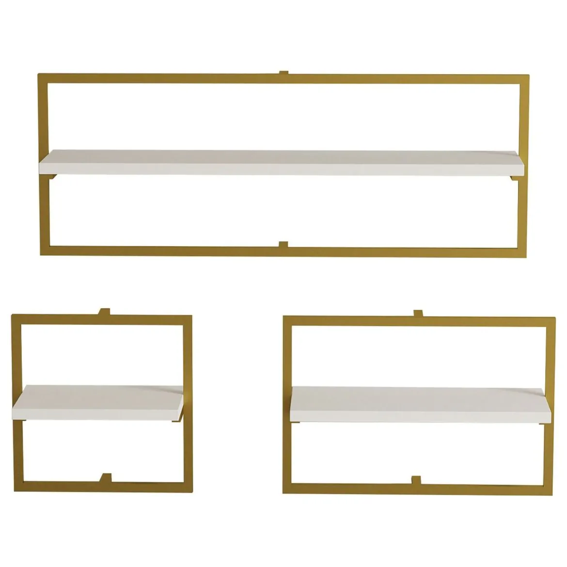 Mensola Bianco oro 3 Ripiani set da 3 80x20x30h cm, Colore Struttura oro - Gerano