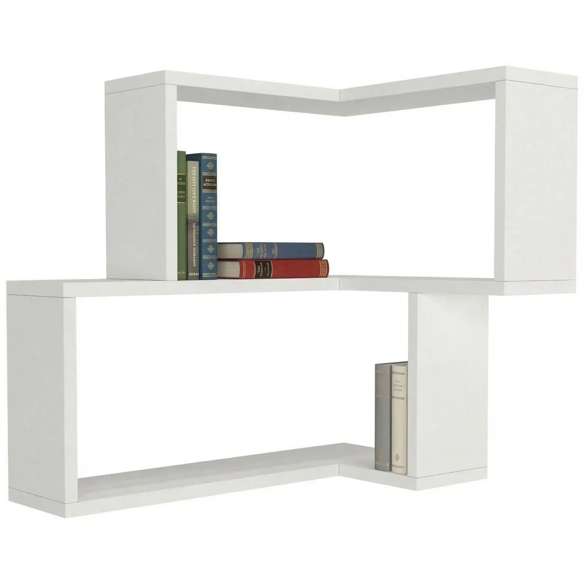 Mensola Bianco 2 Ripiani Angolare 45x15x55h cm, - Omignano