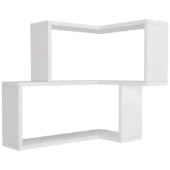 Mensola Bianco 2 Ripiani Angolare 45x15x55h cm, - Omignano