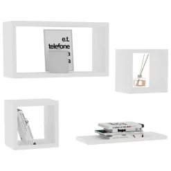 Mensola Bianco 4 Ripiani Modulabile,set da 4 Mensole 24x15x44h cm, - Lisignago