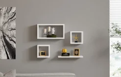 Mensola Bianco 4 Ripiani Modulabile,set da 4 Mensole 30x20x30h cm, - Striano