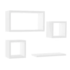 Mensola Bianco 4 Ripiani Modulabile,set da 4 Mensole 30x20x30h cm, - Striano