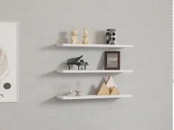 Mensola Bianco 3 Ripiani set da 3 Mensole 30x2x14h cm, - Roscigno