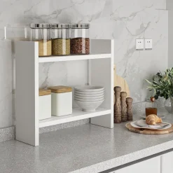 Mensola Bianco 2 Ripiani 34x10x30h cm, - Morfasso