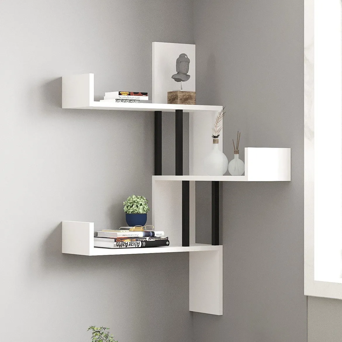 Mensola Bianco 3 Ripiani 105x20x60h cm, - Donigala