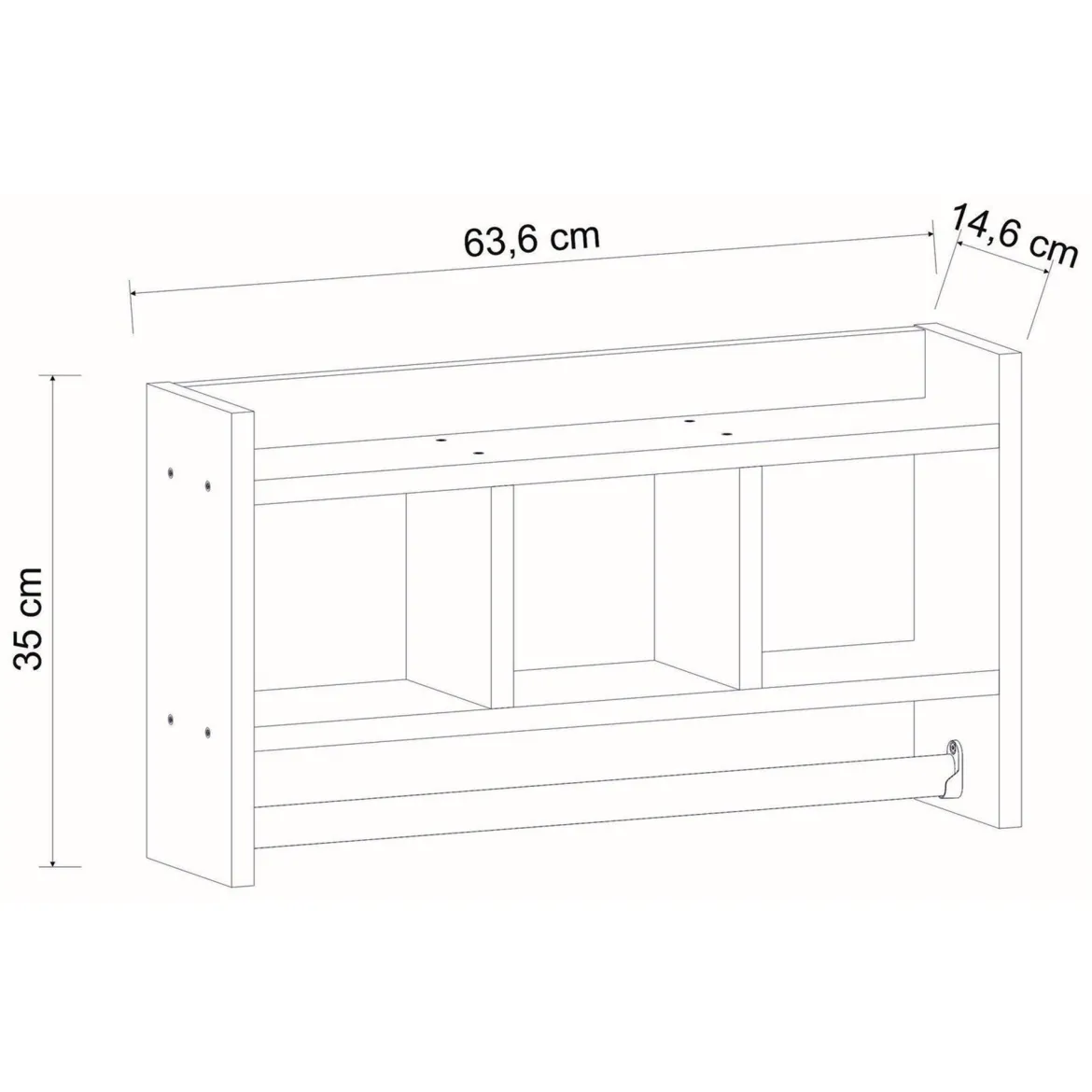 Mensola Bianco 4 Ripiani 64x15x35h cm, - Cortale