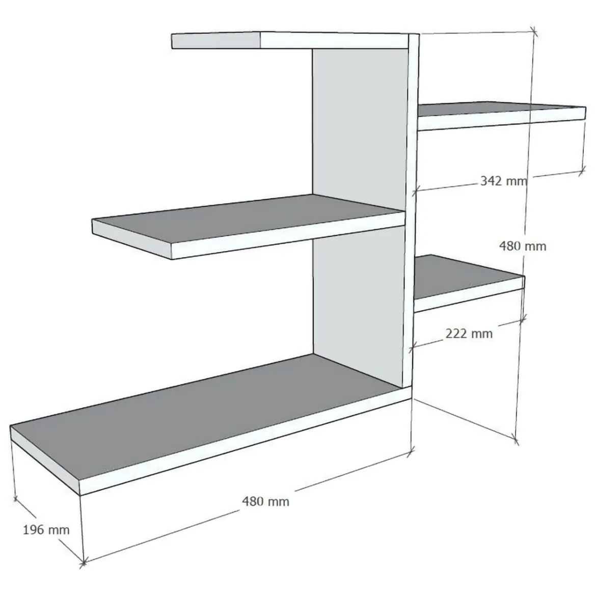 Mensola Bianco 5 Ripiani 82x20x48h cm, - Vizze