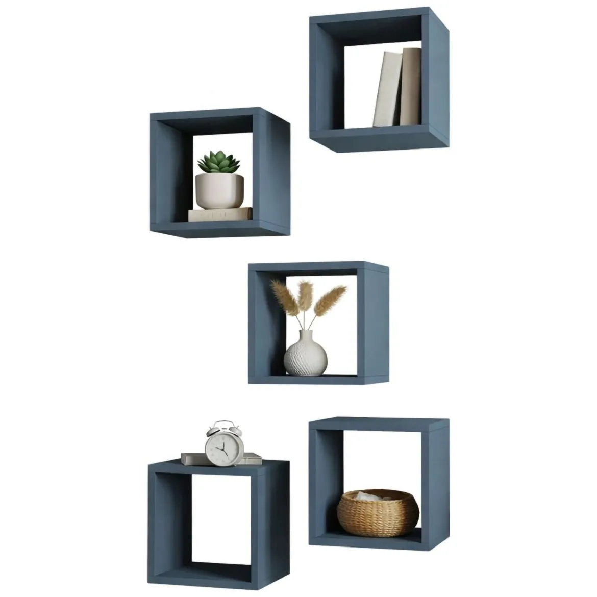 Mensola blu Ardesia 5 Ripiani Modulabile, set da 5 Mensole 30x30x24h cm, Sfumatura Colore Struttura Ardesia - Gianico