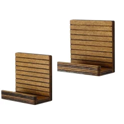 Mensola Marrone Naturale 2 Ripiani set da 2 13x7x13h cm, Sfumatura Colore Struttura Naturale - Soglio