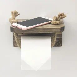 Mensola Marrone Naturale un Ripiano in Legno di Abete, Fatto a Mano 60x14x16h cm, Materiale Struttura in Metallo - Denice