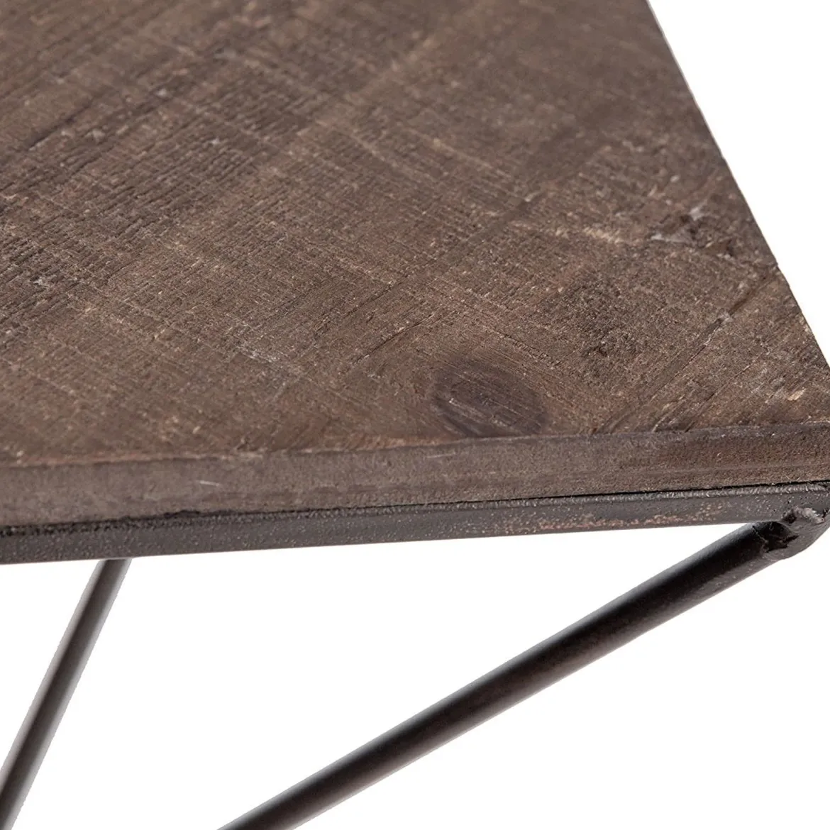 Mensola Marrone Noce Nero 2 Ripiani in Legno di Abete 33x13x30h cm, Colore Struttura Nero - Cassola