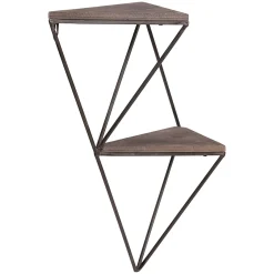 Mensola Marrone Noce Nero 2 Ripiani in Legno di Abete 33x13x30h cm, Colore Struttura Nero - Cassola