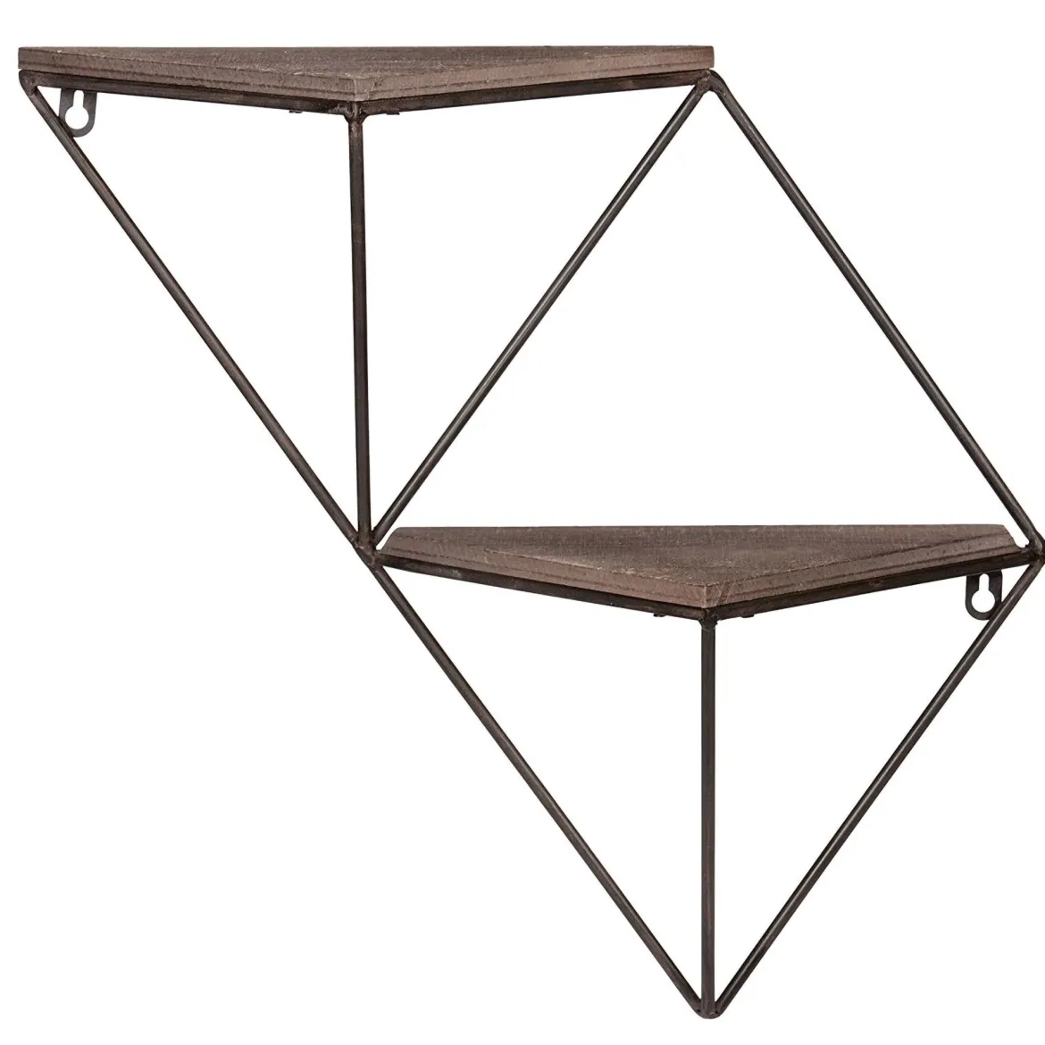 Mensola Marrone Noce Nero 2 Ripiani in Legno di Abete 33x13x30h cm, Colore Struttura Nero - Cassola