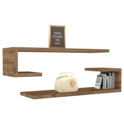 Mensola Marrone Noce 3 Ripiani Fatto a Mano, in Legno di Abete 40x14x110h cm, Sfumatura Colore Struttura Noce - Corio