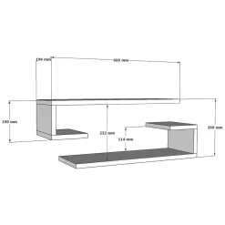 Mensola Marrone Noce 3 Ripiani Fatto a Mano, in Legno di Abete 40x14x110h cm, Sfumatura Colore Struttura Noce - Corio