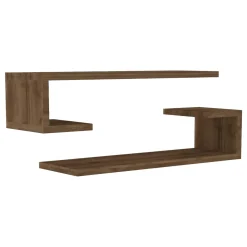 Mensola Marrone Noce 3 Ripiani Fatto a Mano, in Legno di Abete 40x14x110h cm, Sfumatura Colore Struttura Noce - Corio