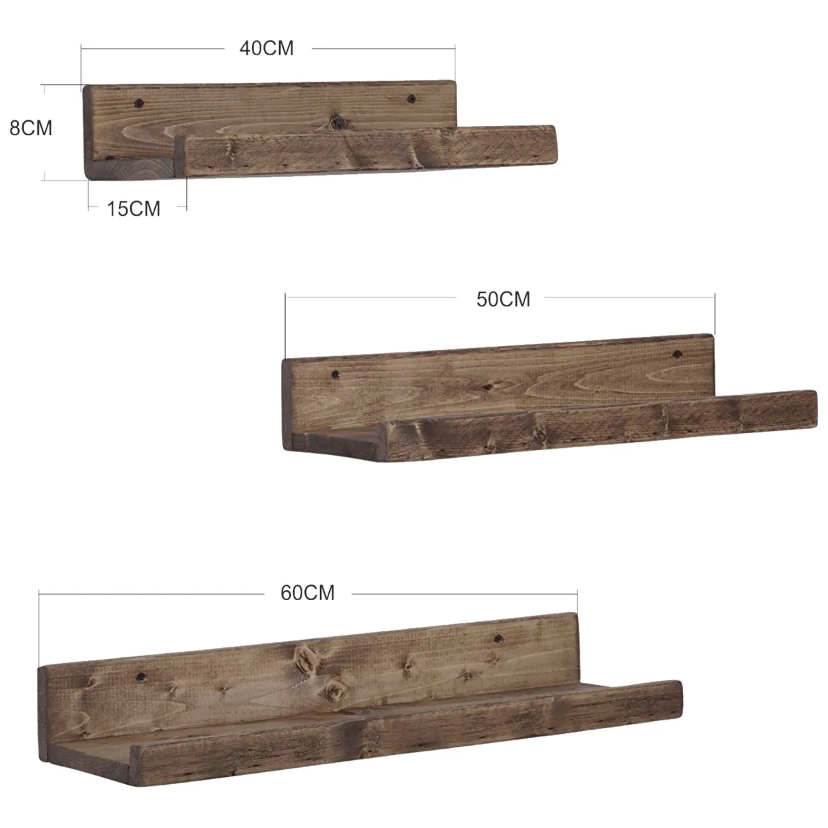 Mensola Marrone Noce 3 Ripiani Sfumatura Colore Struttura Noce 25x25x105h cm, - Sgurgola