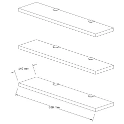Mensola Marrone Noce 3 Ripiani set da 3 60x15x2h cm, Sfumatura Colore Struttura Noce - Meina