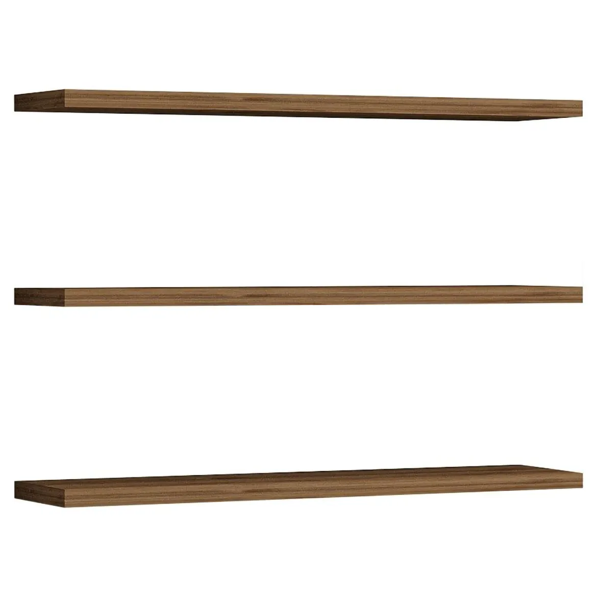 Mensola Marrone Noce 3 Ripiani set da 3 60x15x2h cm, Sfumatura Colore Struttura Noce - Meina