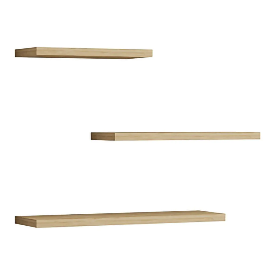 Mensola Marrone Rovere Chiaro 3 Ripiani set da 3 Mensole 30x2x14h cm, Sfumatura Colore Struttura Rovere Chiaro - Roscigno