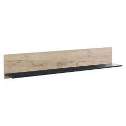 Mensola Marrone Rovere Grigio Nero un Ripiano 137.5x19.5x24h cm, Portata Ripiani 5 - Caines